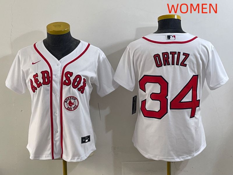 Women 2025 Boston Red Sox #34 Ortiz White Game Nike MLB Jersey style 2